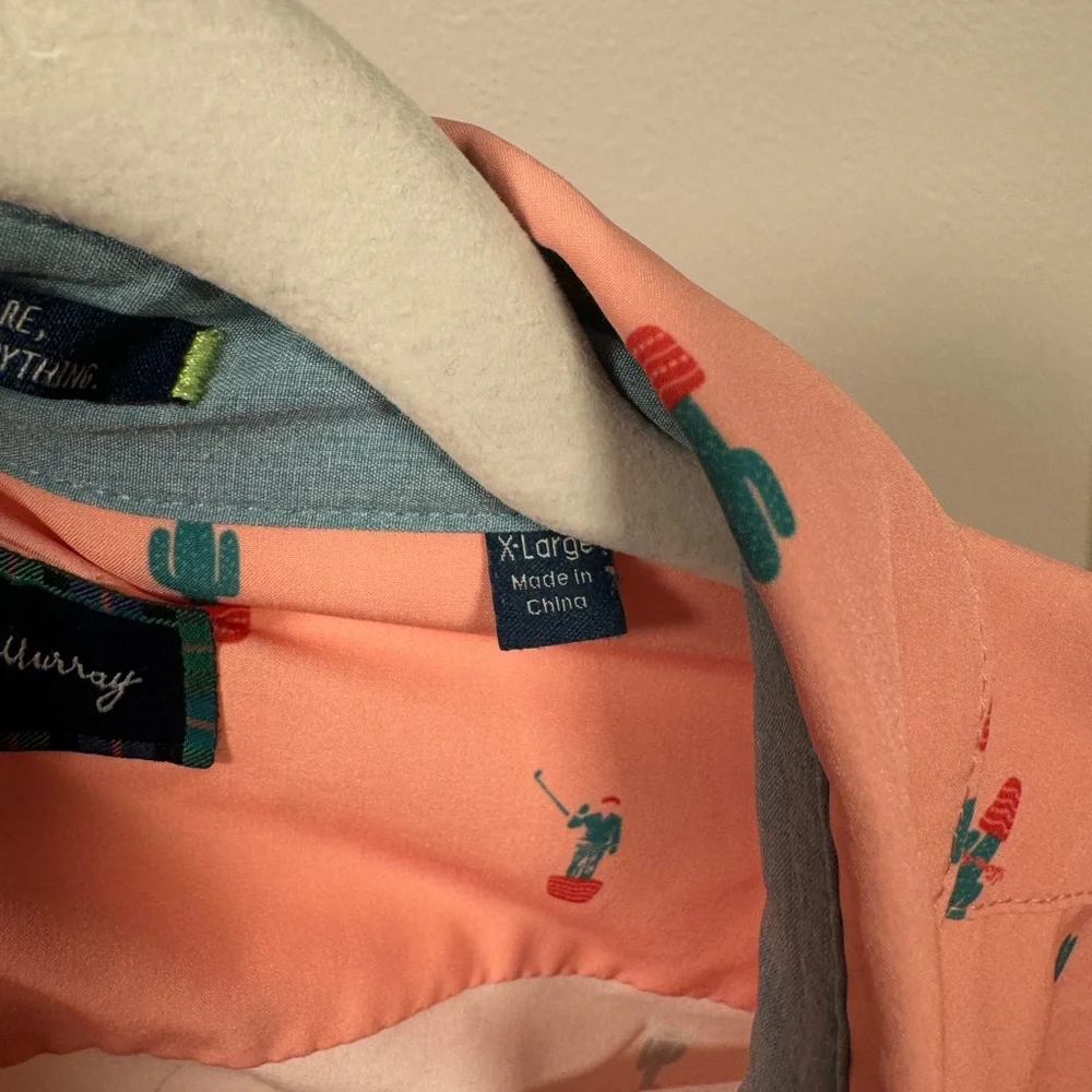 William Murray Golf Tito's Vodka Shirt coral‎ Cactus Men’s Sz XL